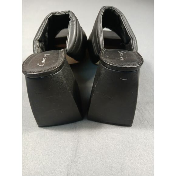 Circus NY Black Quilted Chunky Heeled Mules Square Toed Slide Sandals SZ 10 - Picture 4 of 8